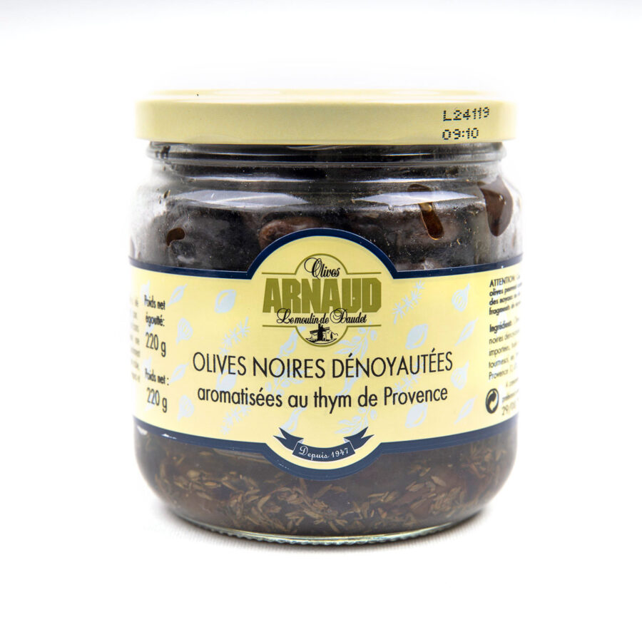 oliivit–tumma maustettu timjamilla kivetön 250g